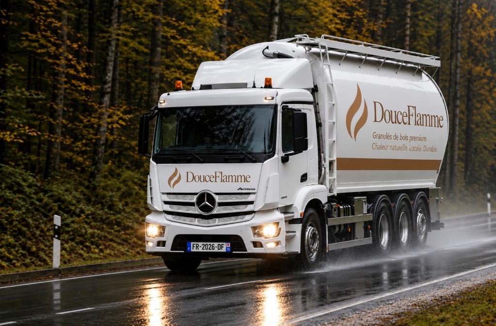 Camion de livraison de granulés sur la route
